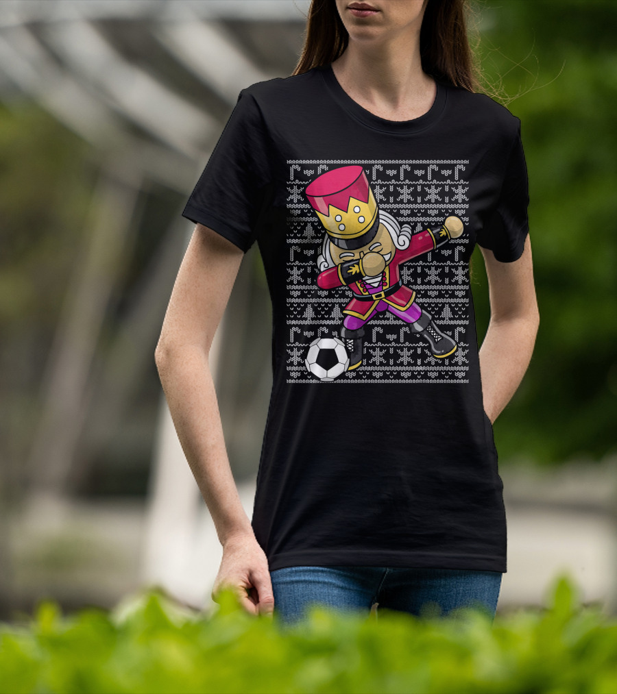 Dabbing Nutcracker Soccer Dab Ugly Christmas T-Shirt