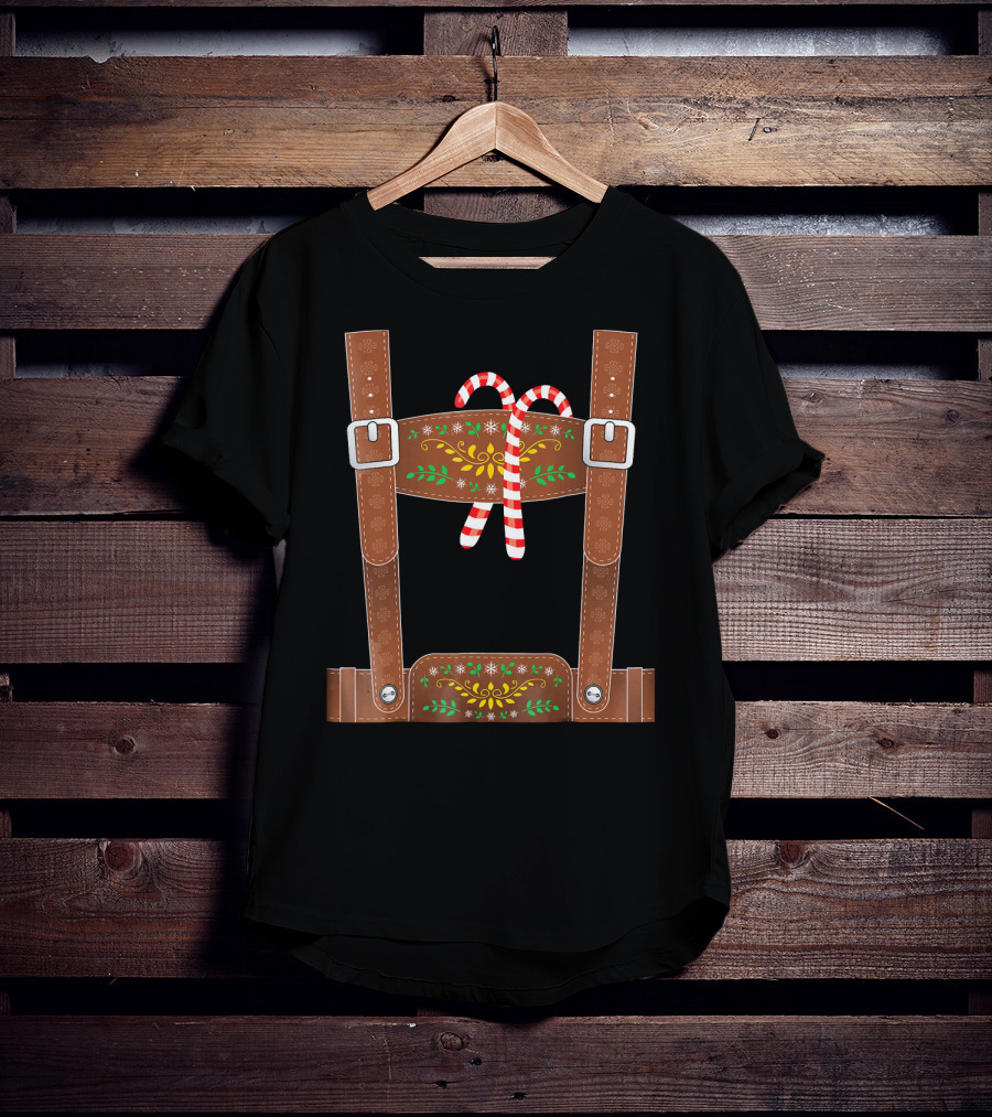 Christmas Elf Lederhosen Candy Cane T-Shirt