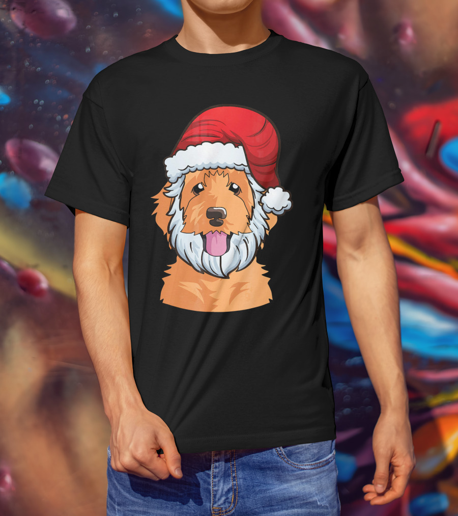 Golden Doodle Funny Santa Claus Dog Holiday Humor T-Shirt