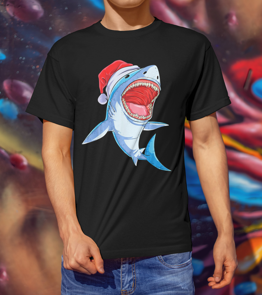 Christmas Kids Santa Shark T-Shirt