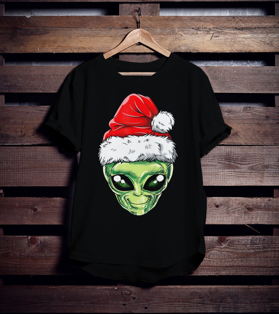 Alien Santa Christmas Hat T-Shirt