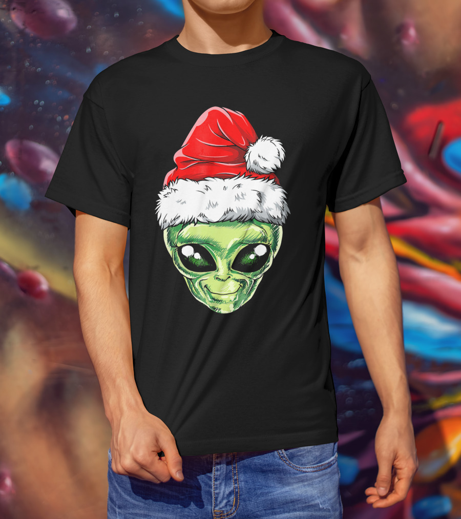 Alien Santa Christmas Hat T-Shirt