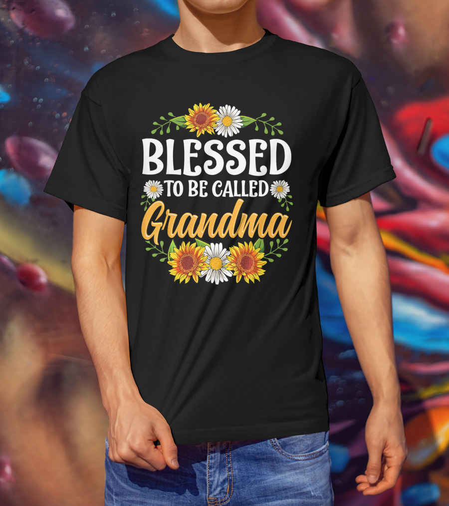 Blessed To Be Called Grandma Sunflower Daisy Floral T-Shirt