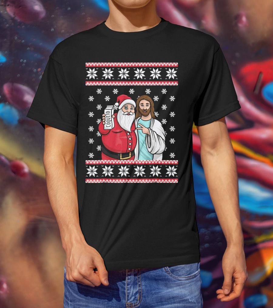 Christmas Drinking Party Santa Jesus Cheers Coq T-Shirt