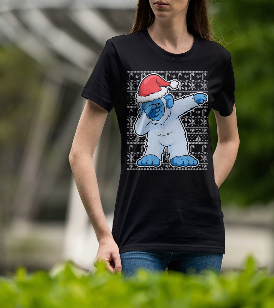 Dabbing Christmas Bigfoot Santa Abominable Snowman T-Shirt