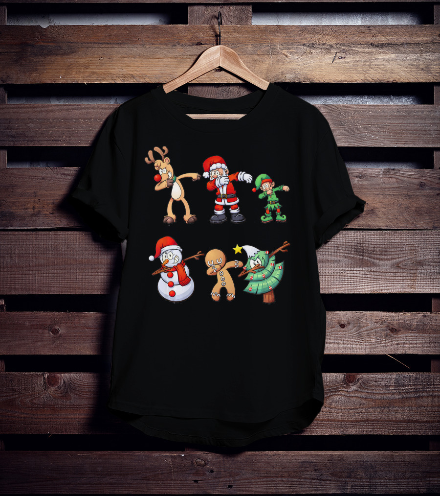 Christmas Dabbing Santa Reindeer Elf Snowman Gingerbread Tree T-Shirt