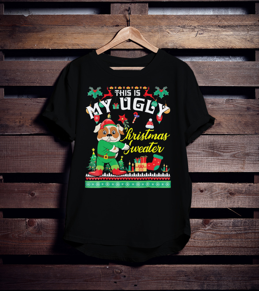 This Is My Ugly Christmas Sweater English Bulldog T-Shirt