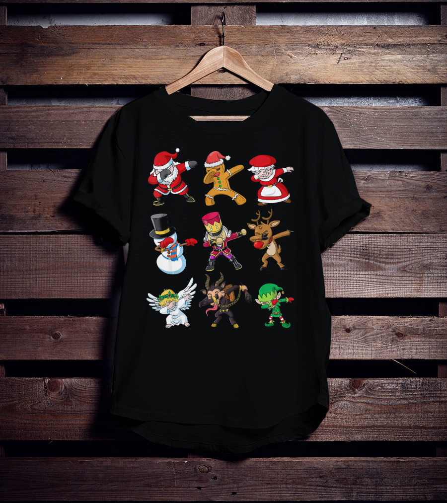 Christmas Dabbing Squad Santa Gingerbread Mrs. Claus Snowman Nutcracker Reindeer Angel Krampus Elf T-Shirt