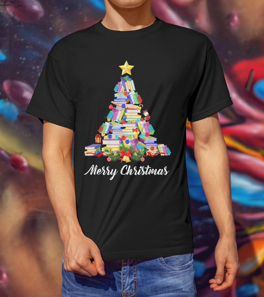Merry Christmas Books Tree T-Shirt