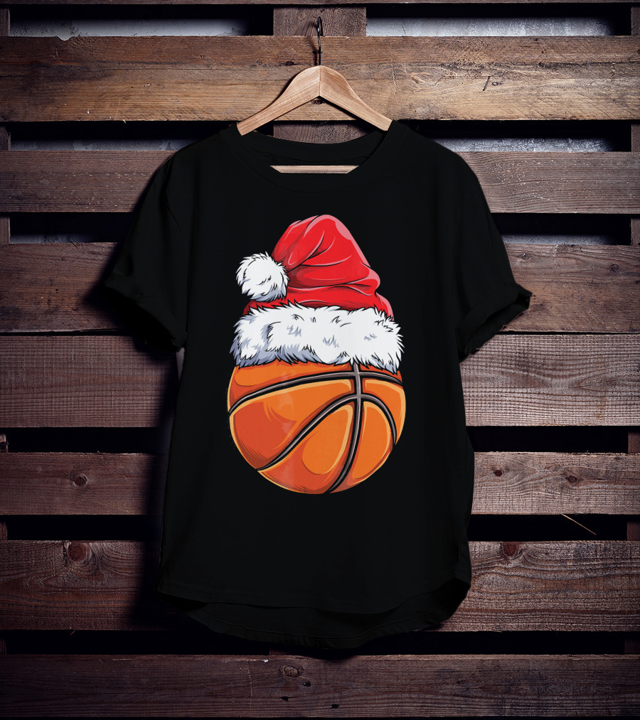 Basketball Santa Hat T-Shirt