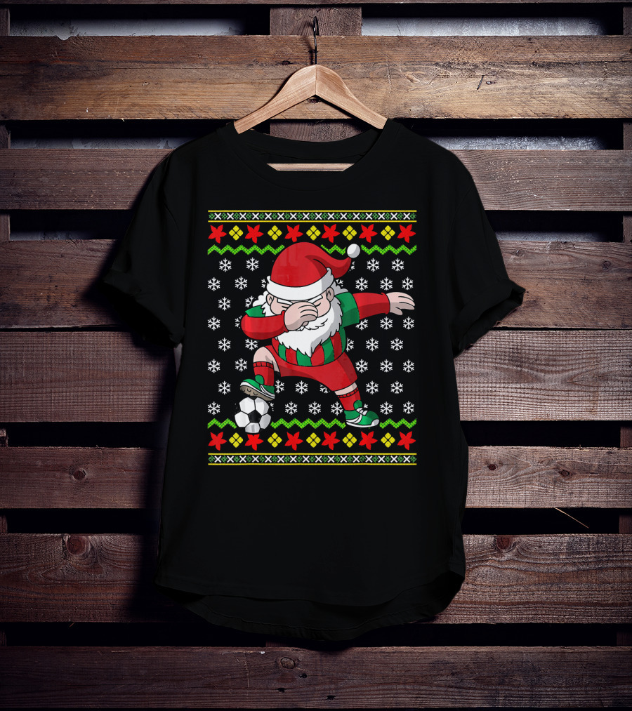 Santa Claus Dab Soccer Christmas Dabbing Ugly T-Shirt