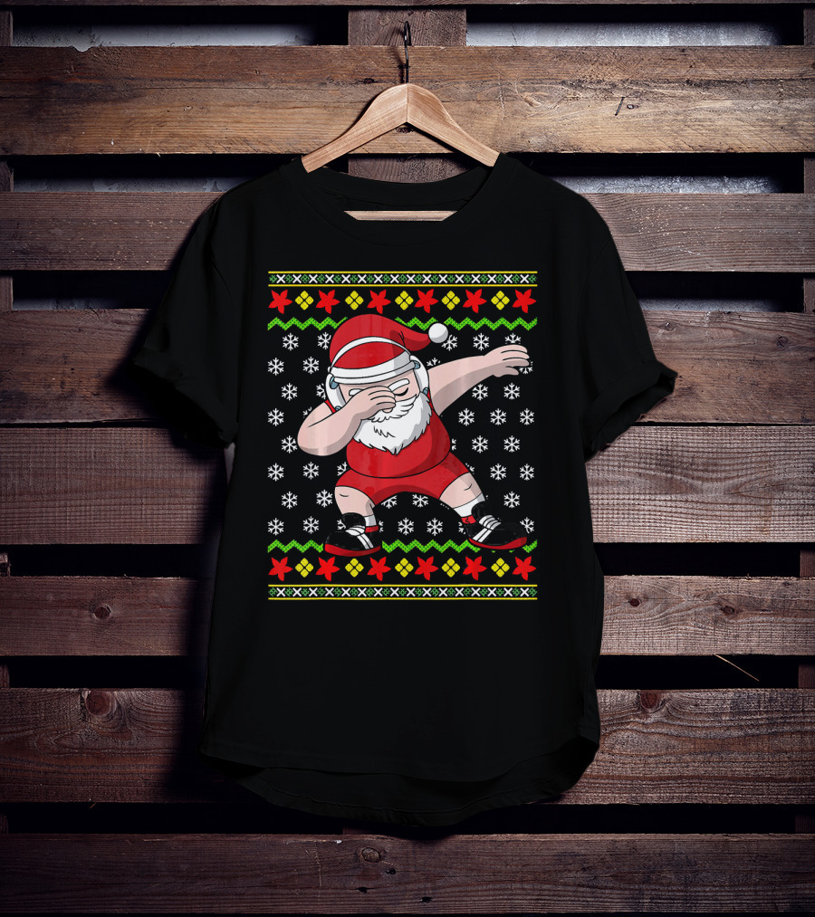 Wrestling Ugly Christmas Santa Dabbing Wrestler T-Shirt