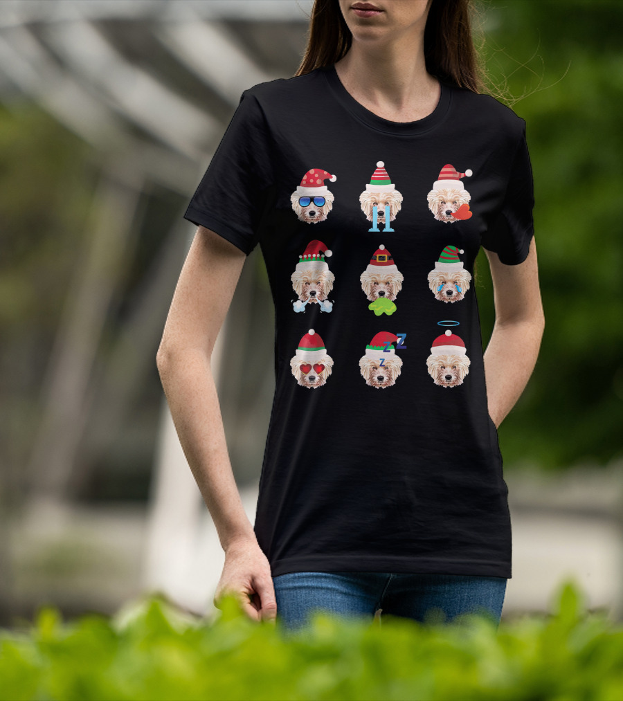 Lovely CAVACHON Dog Faces Santa Christmas Emotions T-Shirt