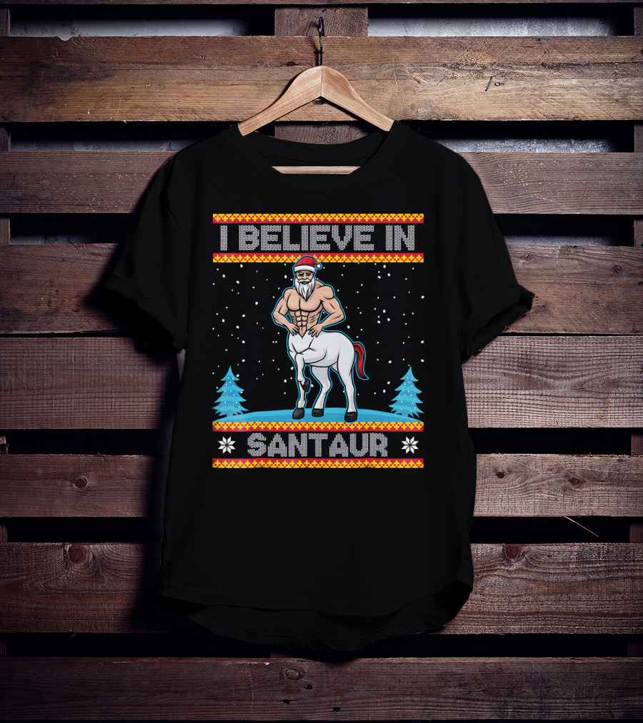 I Believe In Santaur Santa Centaur Christmas T-Shirt