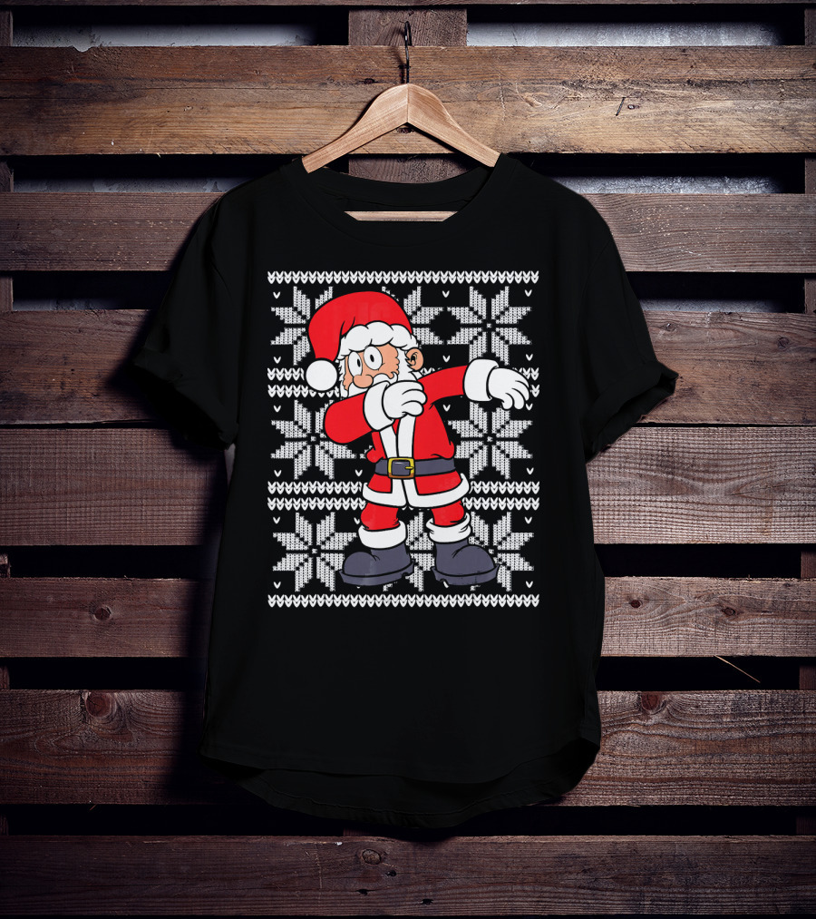 UGLY CHRISTMAS Dabbing Santa Dab Snowflake T-Shirt