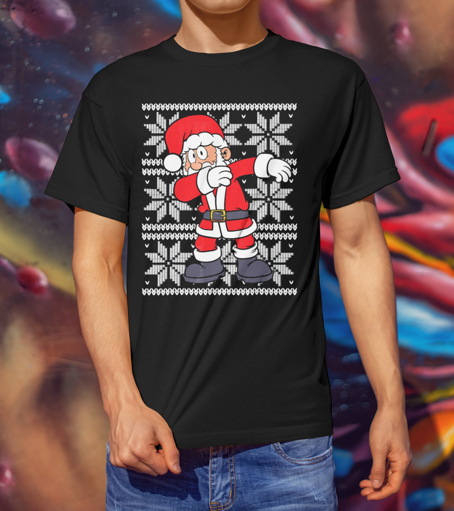 UGLY CHRISTMAS Dabbing Santa Dab Snowflake T-Shirt