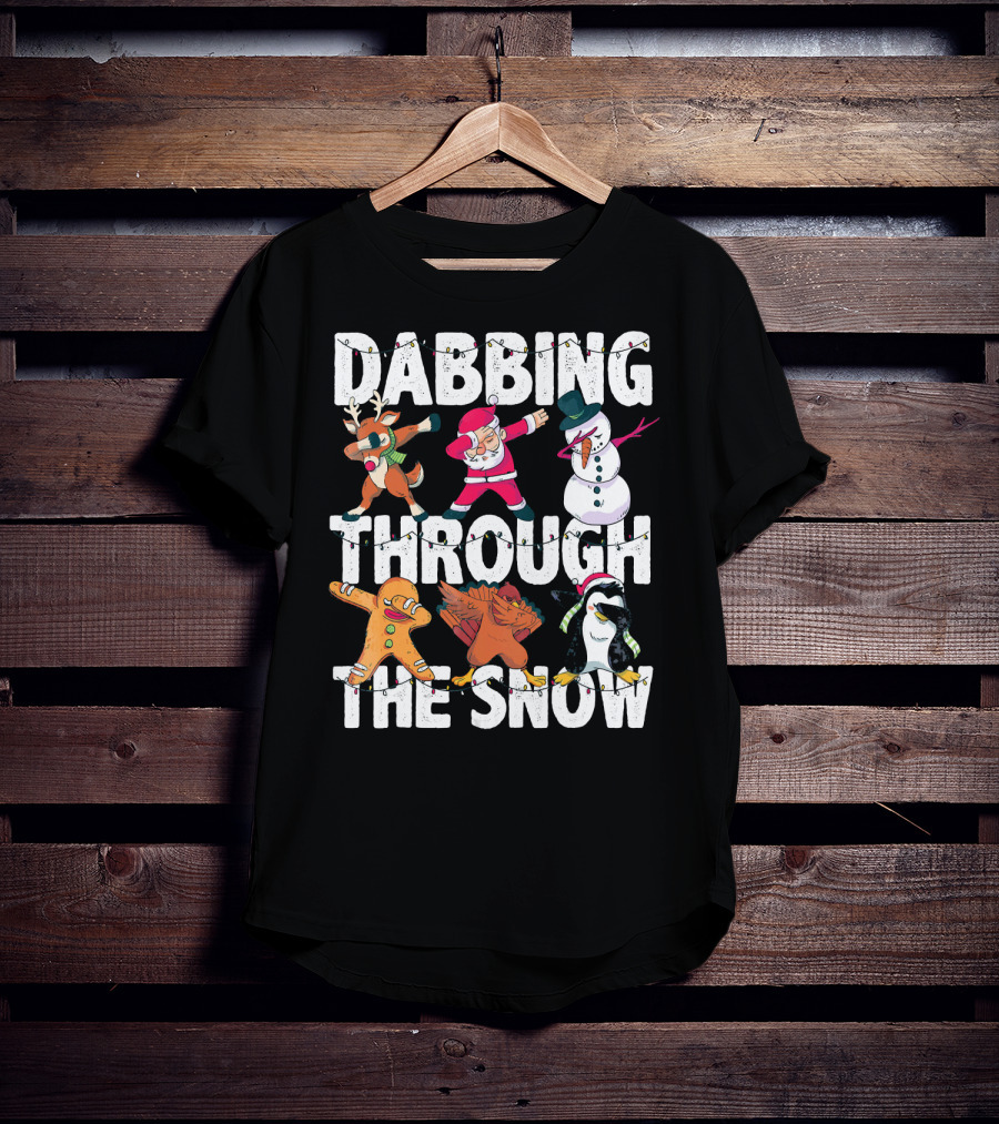 Dabbing Through The Snow Christmas Santa Friends Dabbing T-Shirt