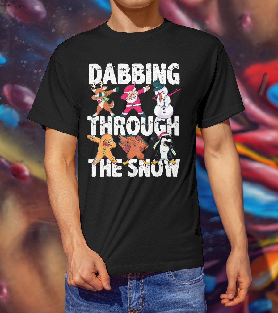 Dabbing Through The Snow Christmas Santa Friends Dabbing T-Shirt