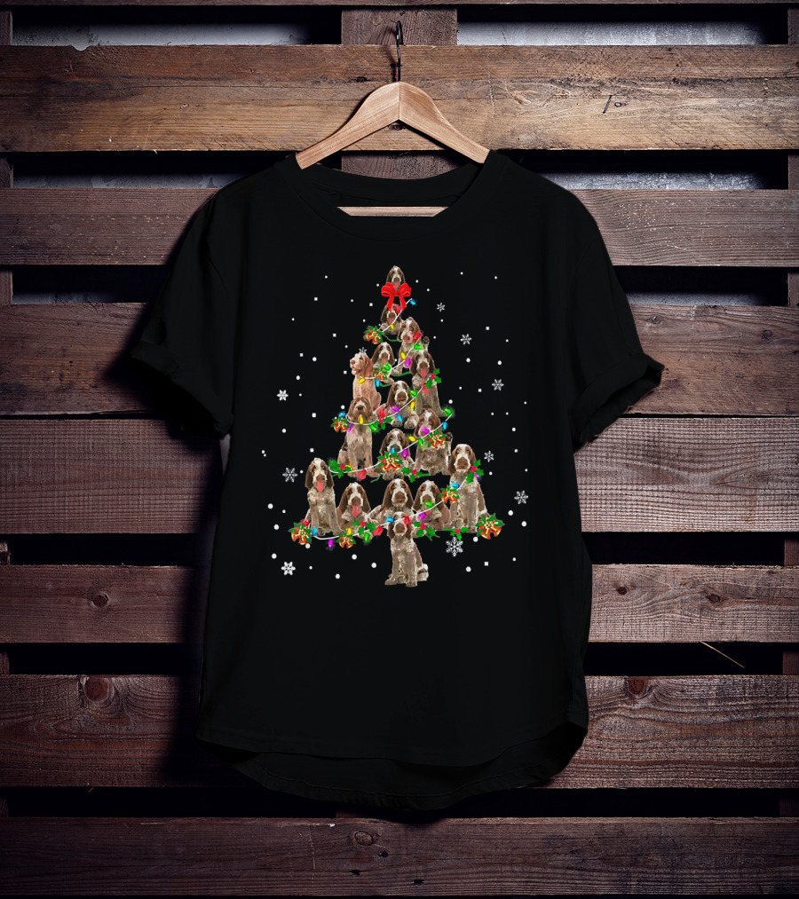 Spinone Italiano Dog Christmas Tree With Bows And Snowflakes T-Shirt