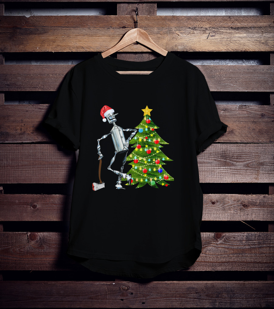 Tin Man Wizard Of Oz Santa Hat Christmas Tree T-Shirt