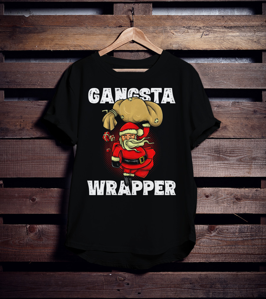 Gangsta Wrapper Santa With Sack And Gifts T-Shirt