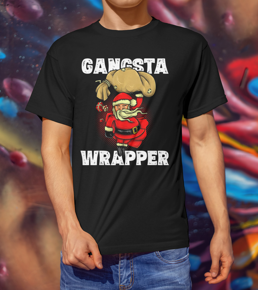 Gangsta Wrapper Santa With Sack And Gifts T-Shirt