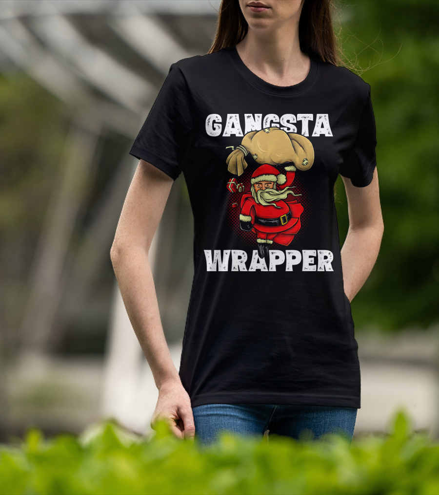 Gangsta Wrapper Santa With Sack And Gifts T-Shirt