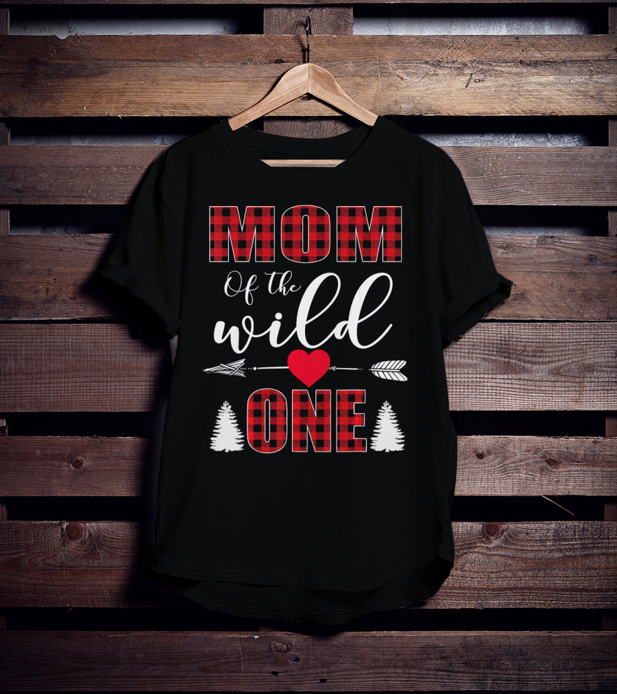 Mom Of The Wild One Plaid Buffalo Check First Birthday Holiday Collection T-Shirt