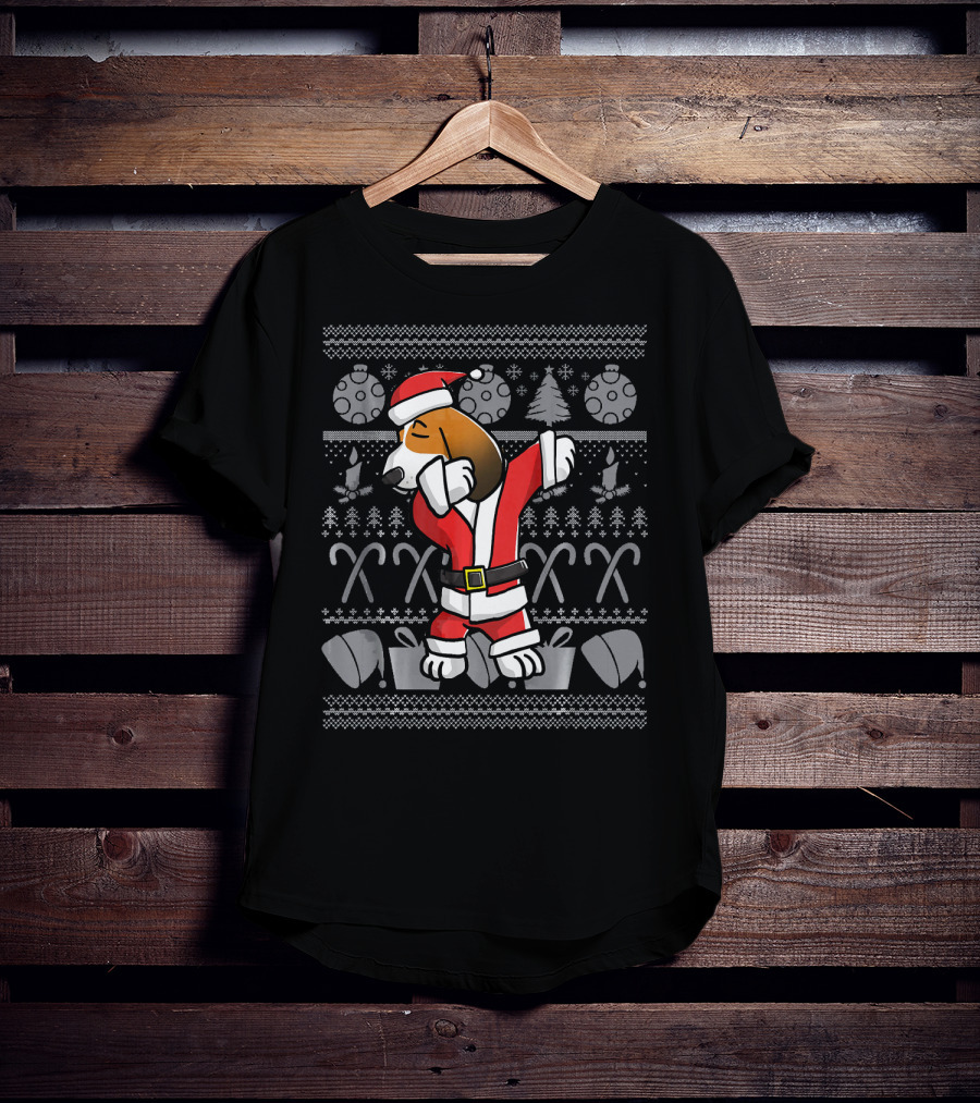 Santa Basset Hound Dabbing Christmas T-Shirt