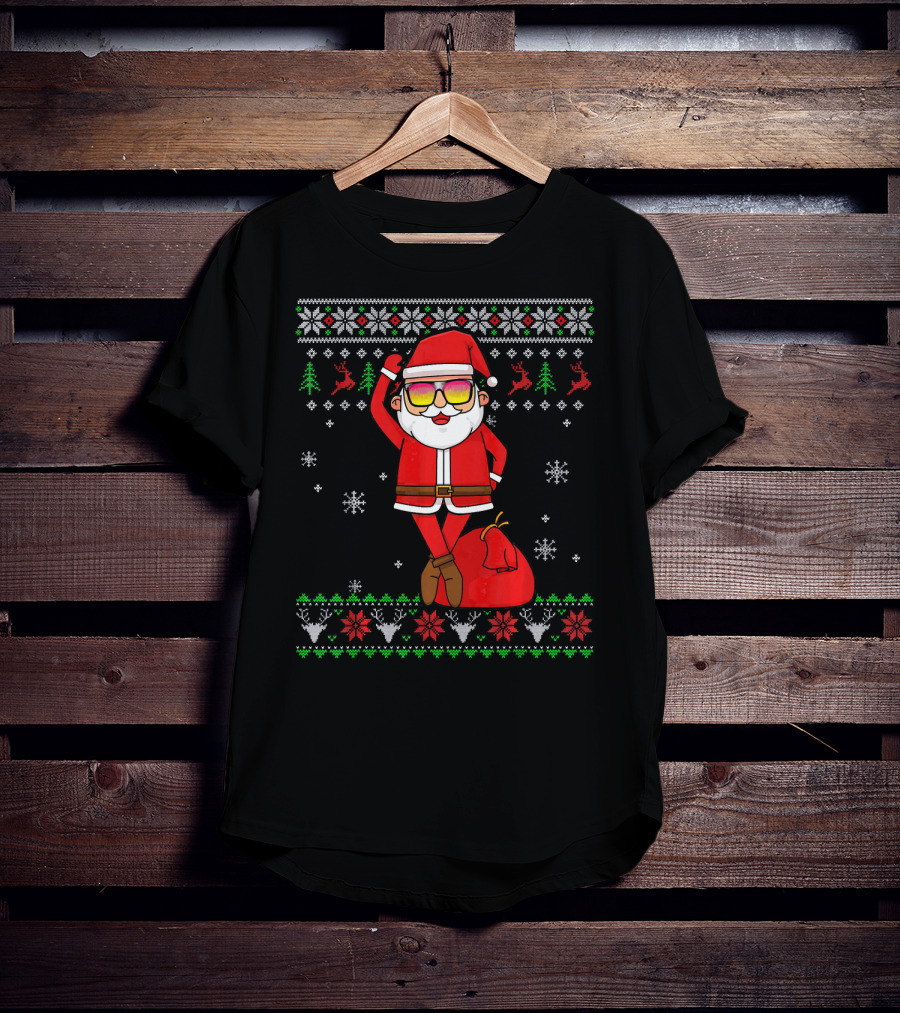 Ballet Lover Santa Claus Ballerina Christmas Snowflakes Reindeer Ugly T-Shirt