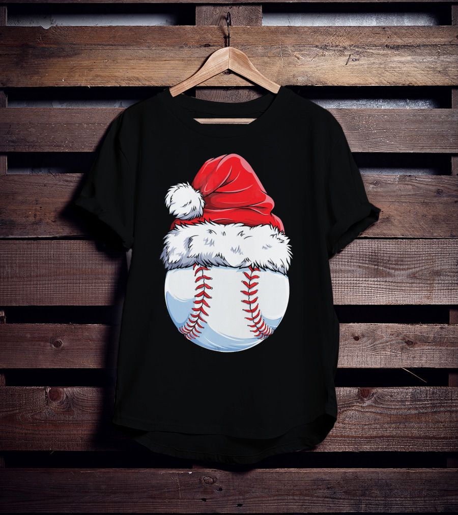 Baseball Santa Christmas Hat T-Shirt