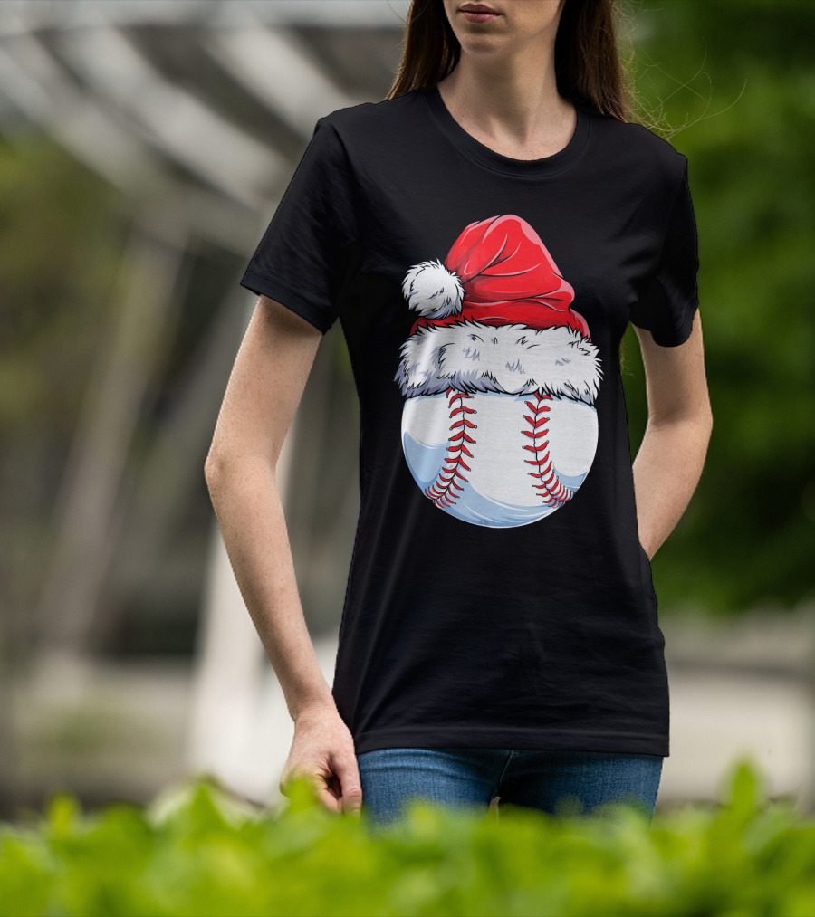 Baseball Santa Christmas Hat T-Shirt