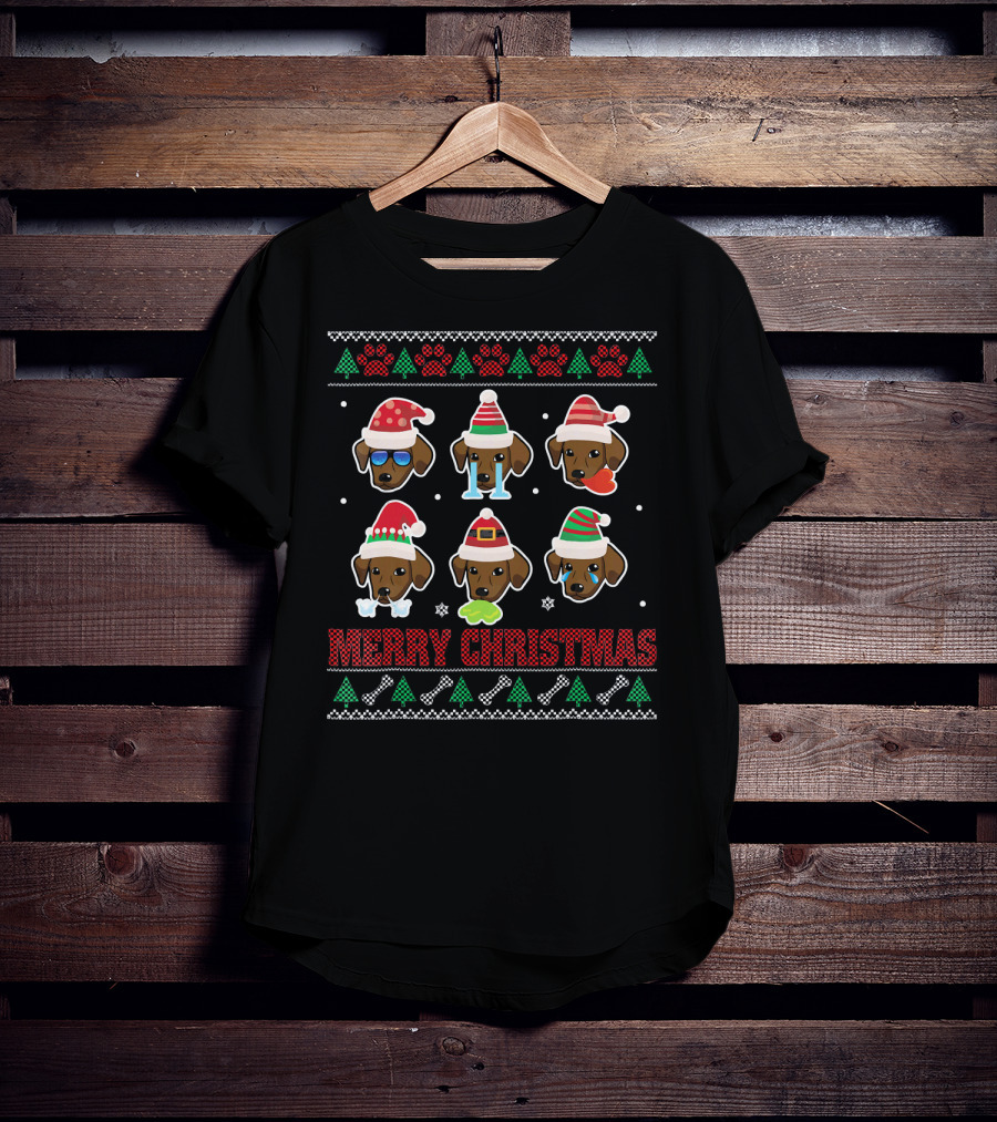 Merry Christmas Chocolate Lab Ugly Santa Paws Hat Festive T-Shirt