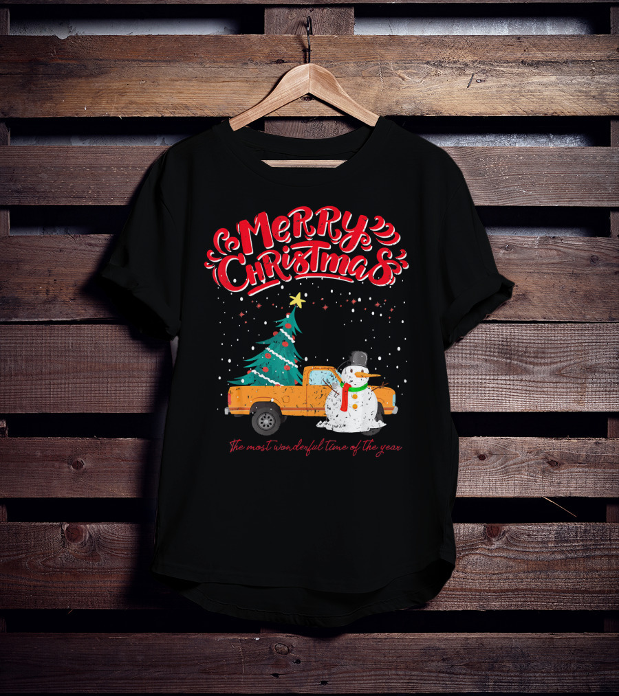 Merry Christmas Santa Truck Family The Most Wonderful Time Of The Year T-Shirt