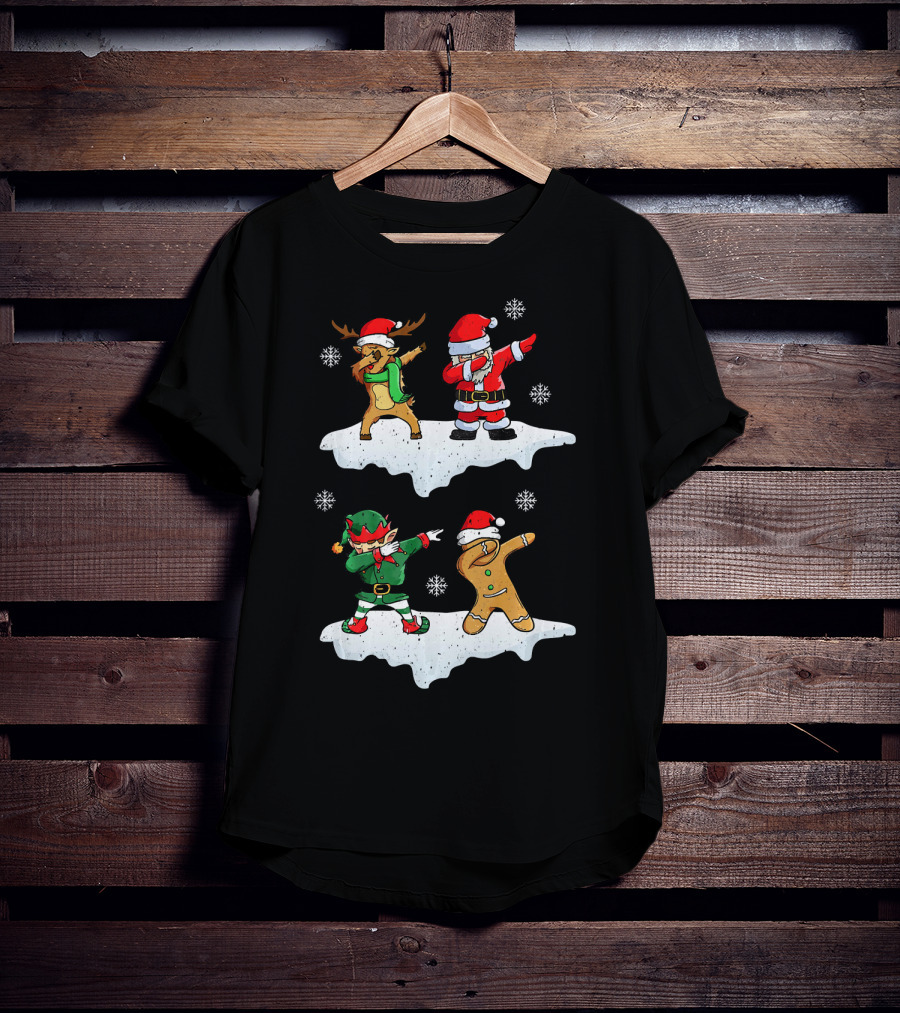 Dabbing Santa Reindeer Elf Dab In The Snowflakes T-Shirt