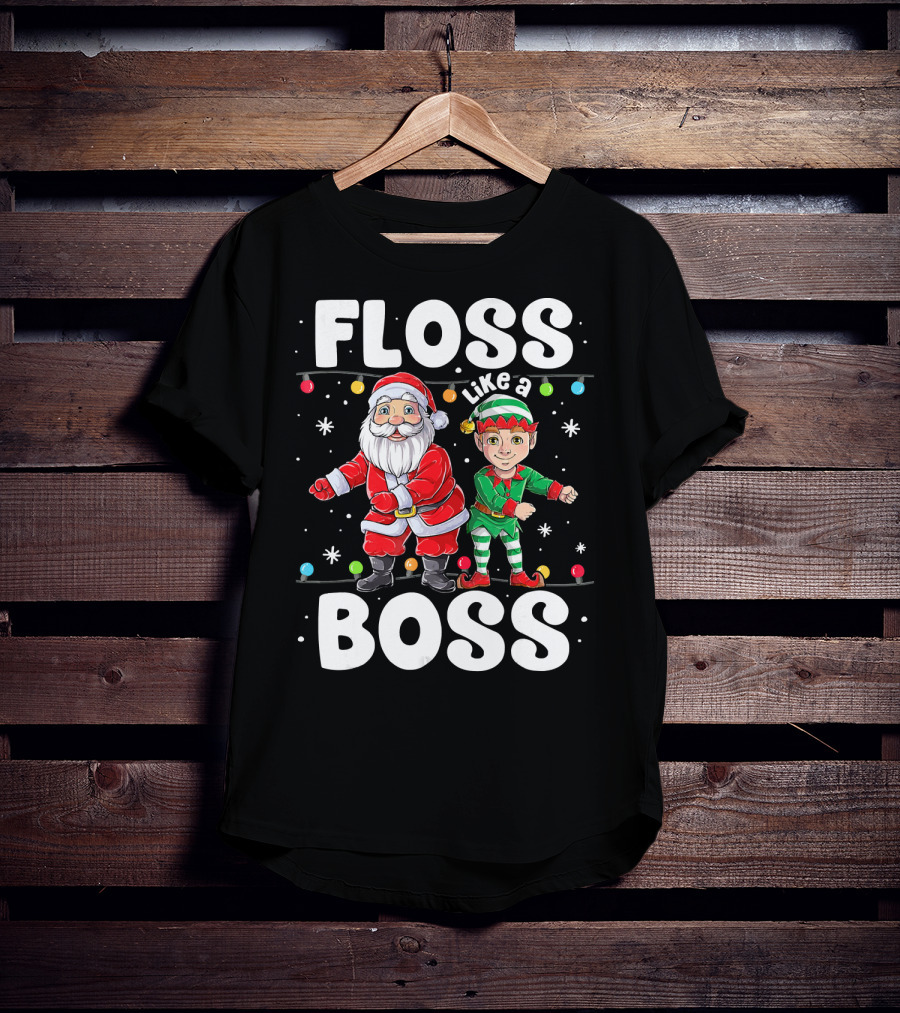 Floss Like A Boss Santa And Elf Christmas Dance T-Shirt