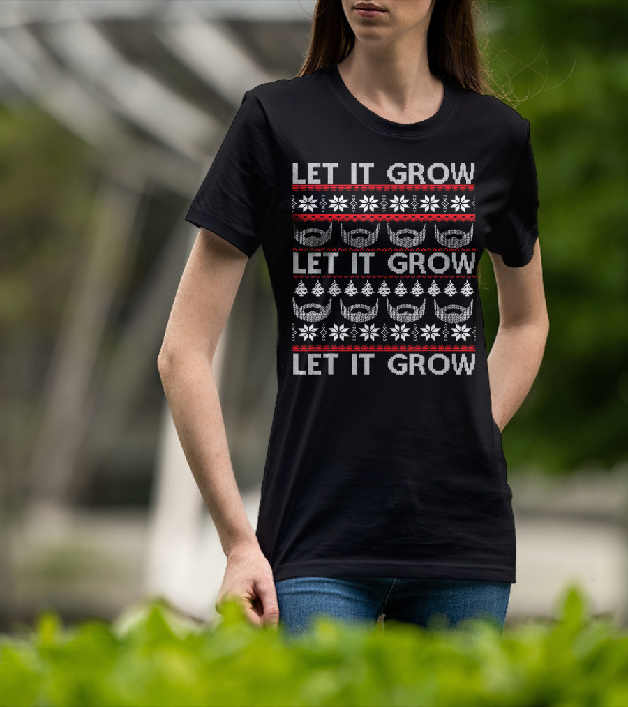 Let It Grow Beard Christmas T-Shirt