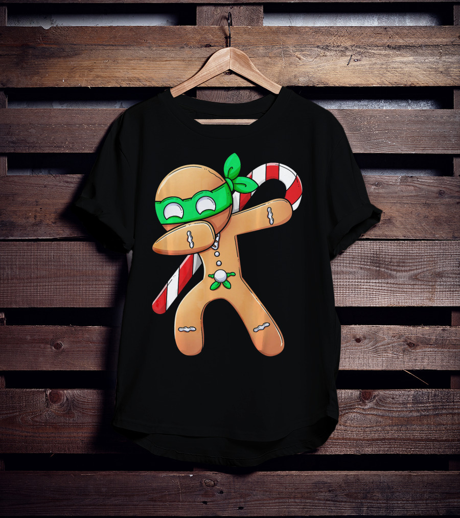 Christmas Boys Dabbing Gingerbread Ninja Candy Cane T-Shirt