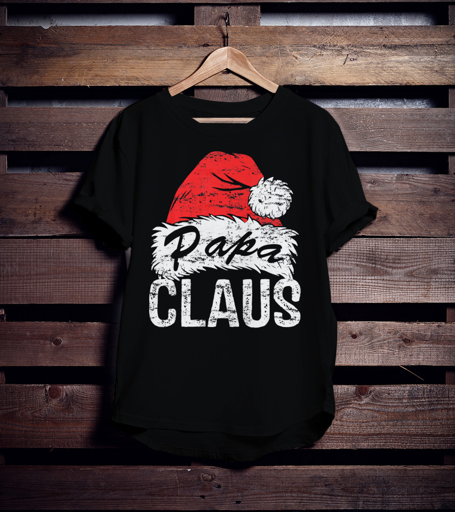Papa Claus Matching Family Christmas Santa Hat T-Shirt