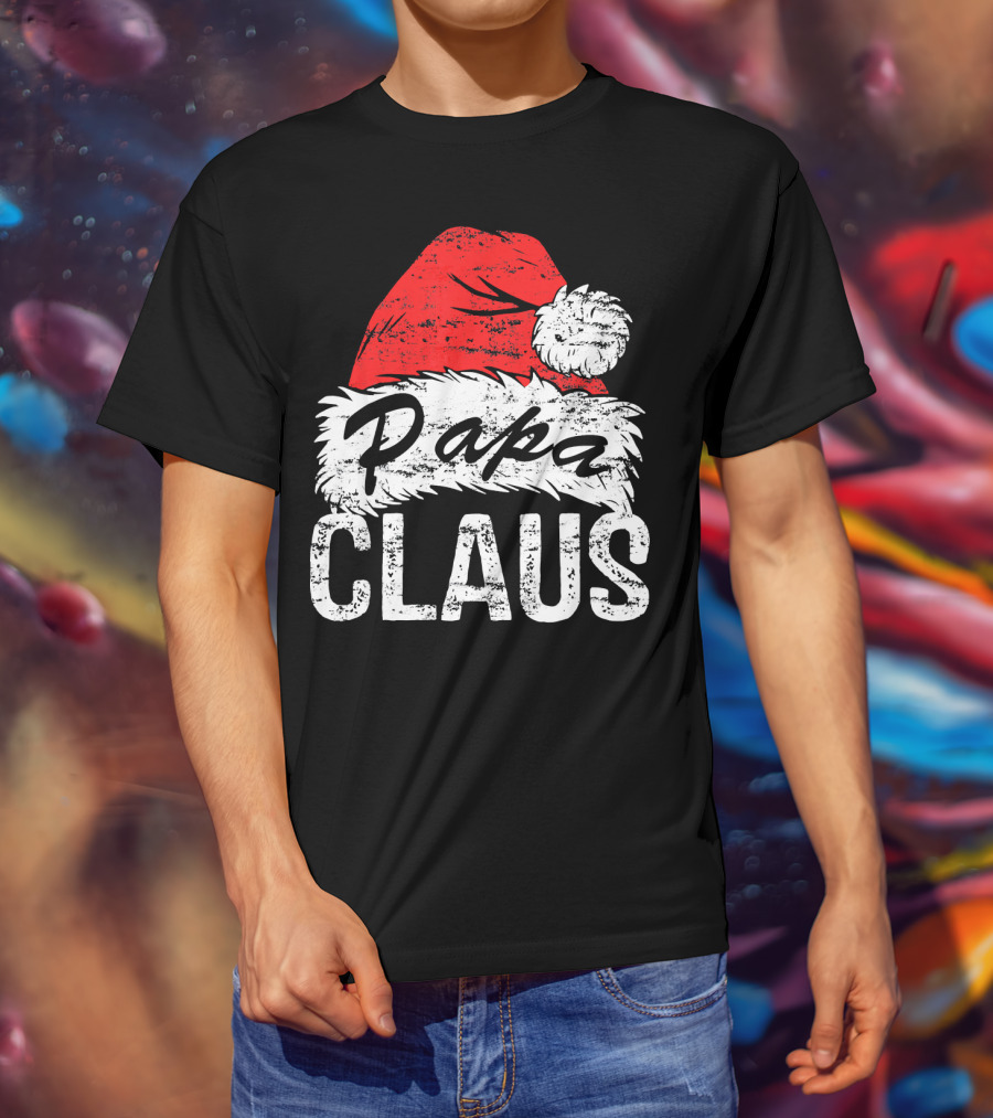 Papa Claus Matching Family Christmas Santa Hat T-Shirt