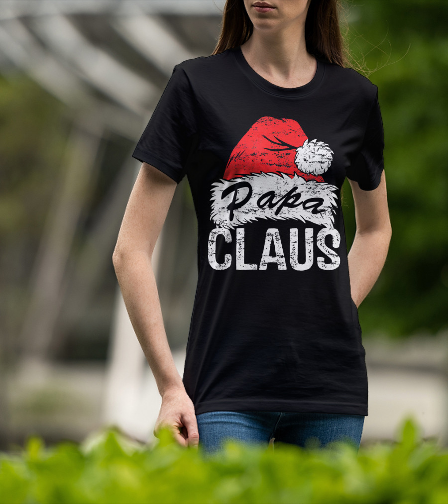 Papa Claus Matching Family Christmas Santa Hat T-Shirt