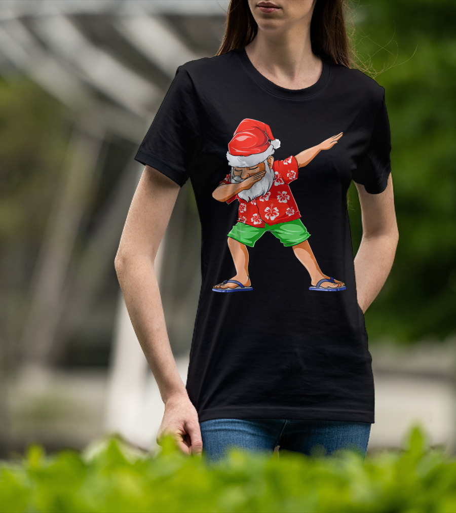 Dabbing Santa In Hawaiian Shirt And Sandals Christmas In July Party T-Shirt