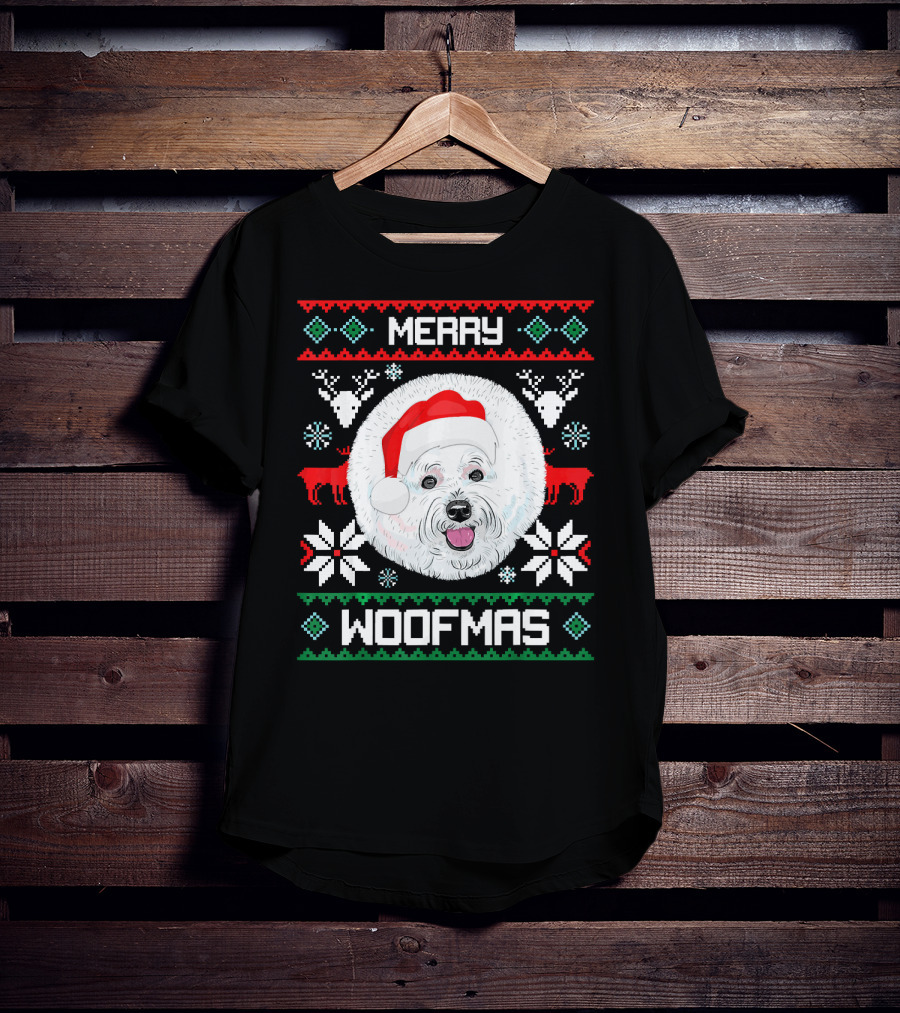 Merry Woofmas Bichon Frise Holiday T-Shirt