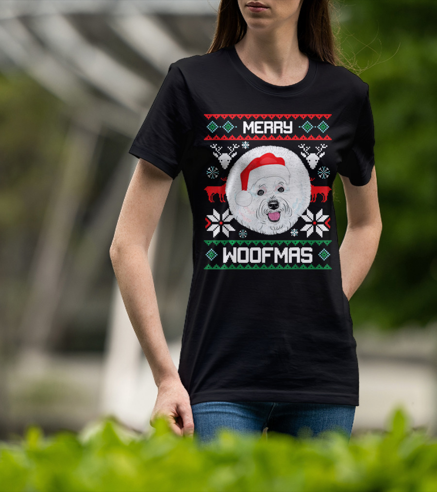 Merry Woofmas Bichon Frise Holiday T-Shirt
