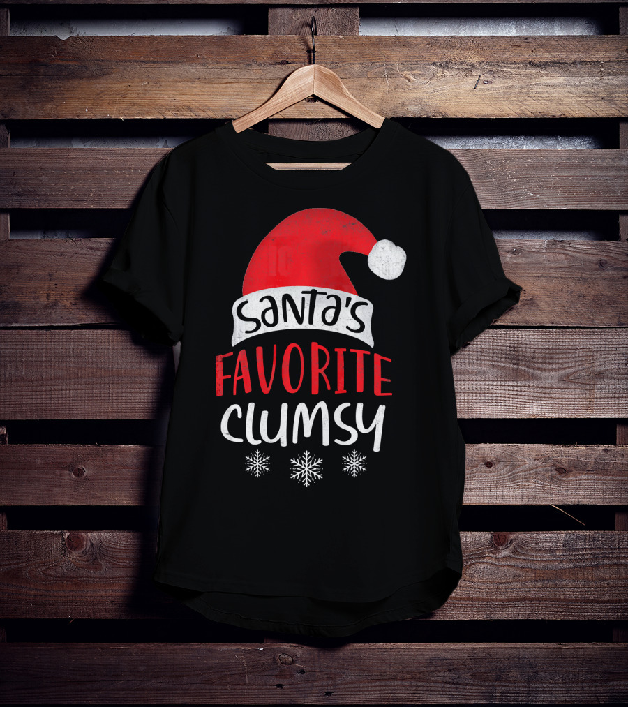 Santa's Favorite Clumsy Christmas Snowflakes Santa Hat T-Shirt