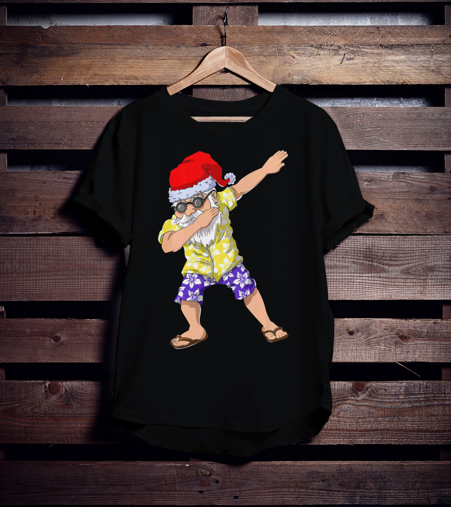 Santa Claus Dabbing In Hawaiian Shirt Christmas In July T-Shirt