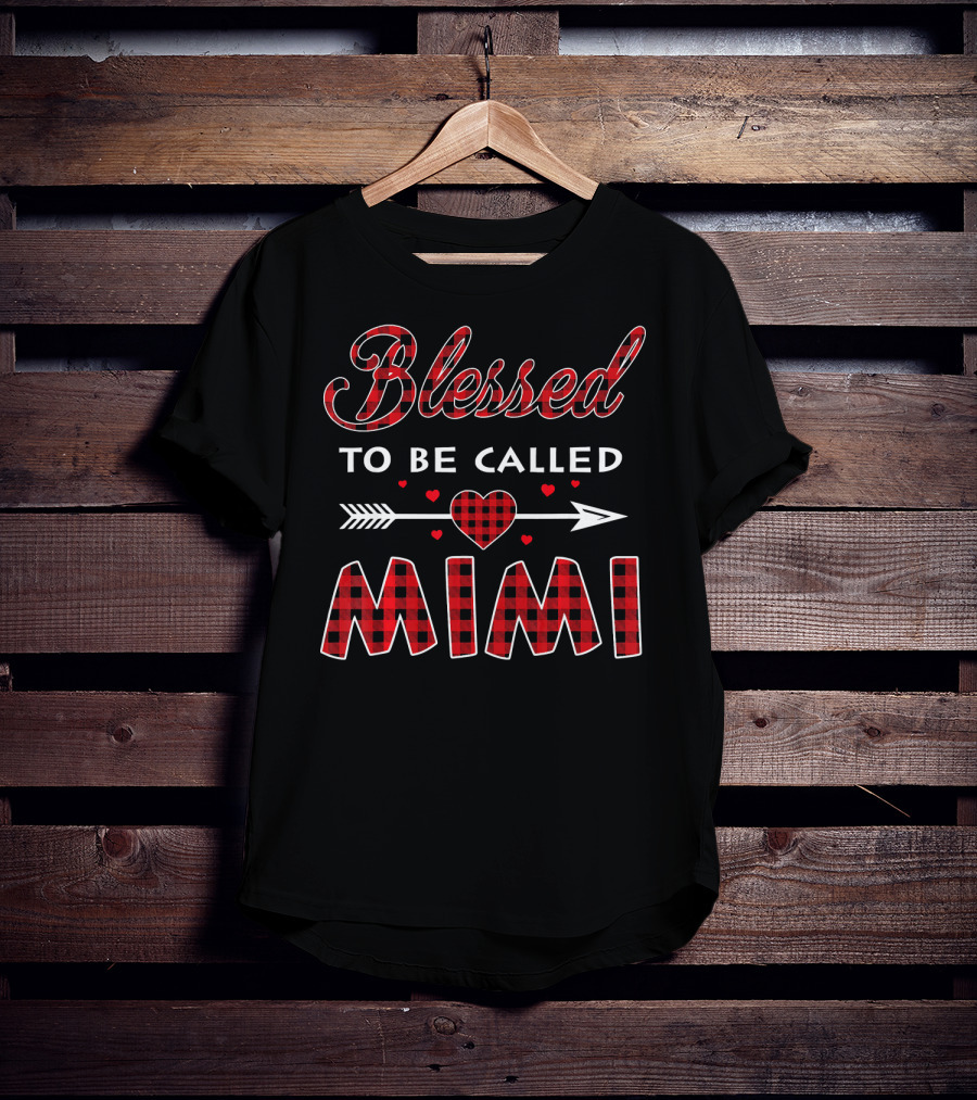 Blessed To Be Called Mimi Buffalo Plaid Heart Arrow T-Shirt