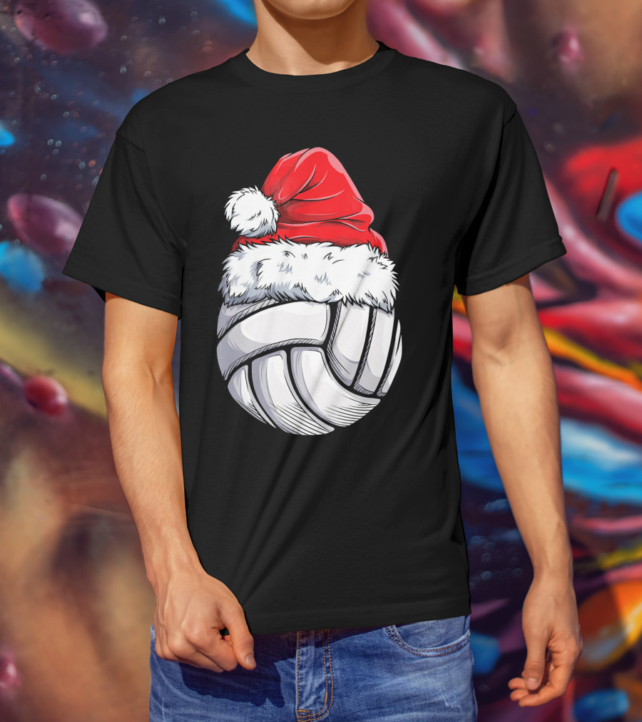Volleyball Santa Hat Christmas Ball T-Shirt