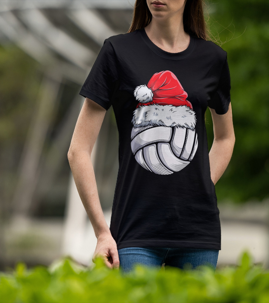 Volleyball Santa Hat Christmas Ball T-Shirt