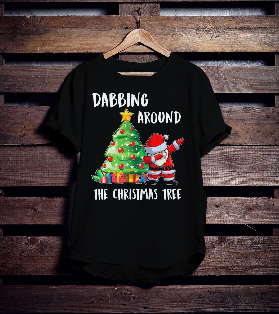 Dabbing Santa Claus Around The Christmas Tree T-Shirt
